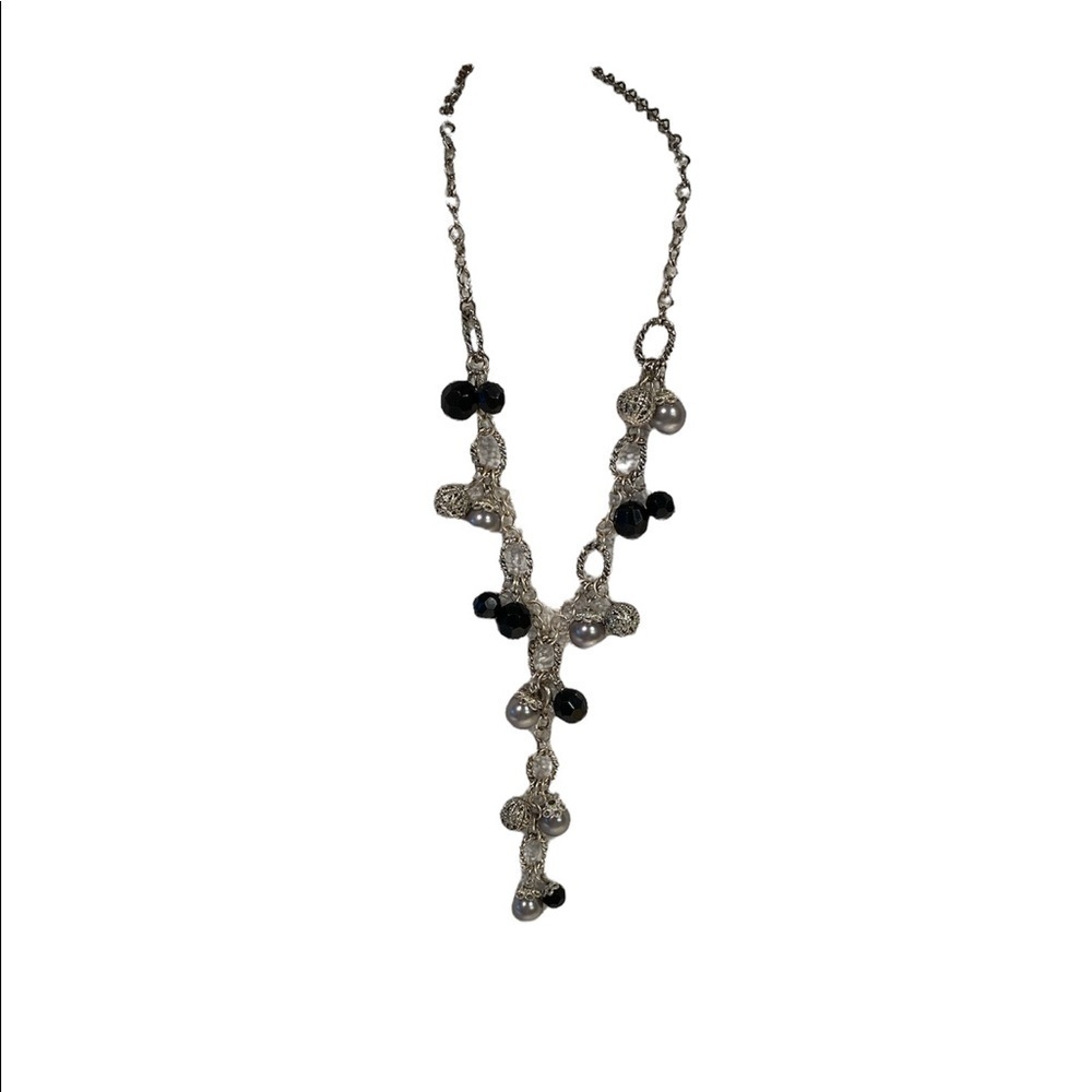 Premier Designs beaded necklace adjustable length options black, gray, silver